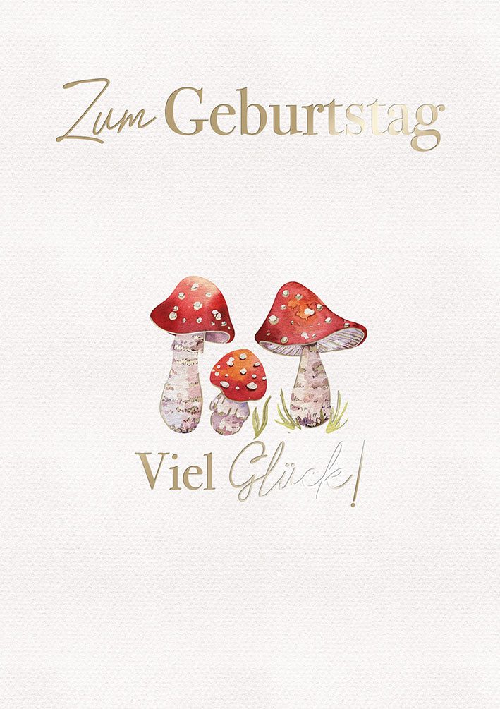 White Dreams Geburtstagskarte „Fliegenpilze“