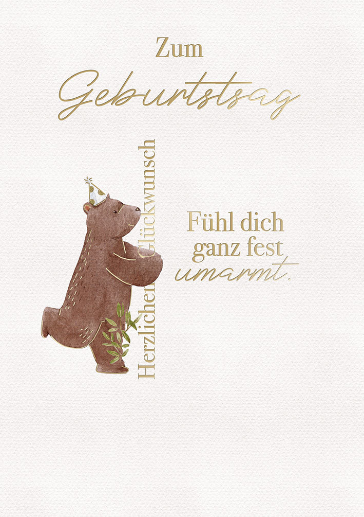 White Dreams Geburtstagskarte „Bär mit Umarmung“