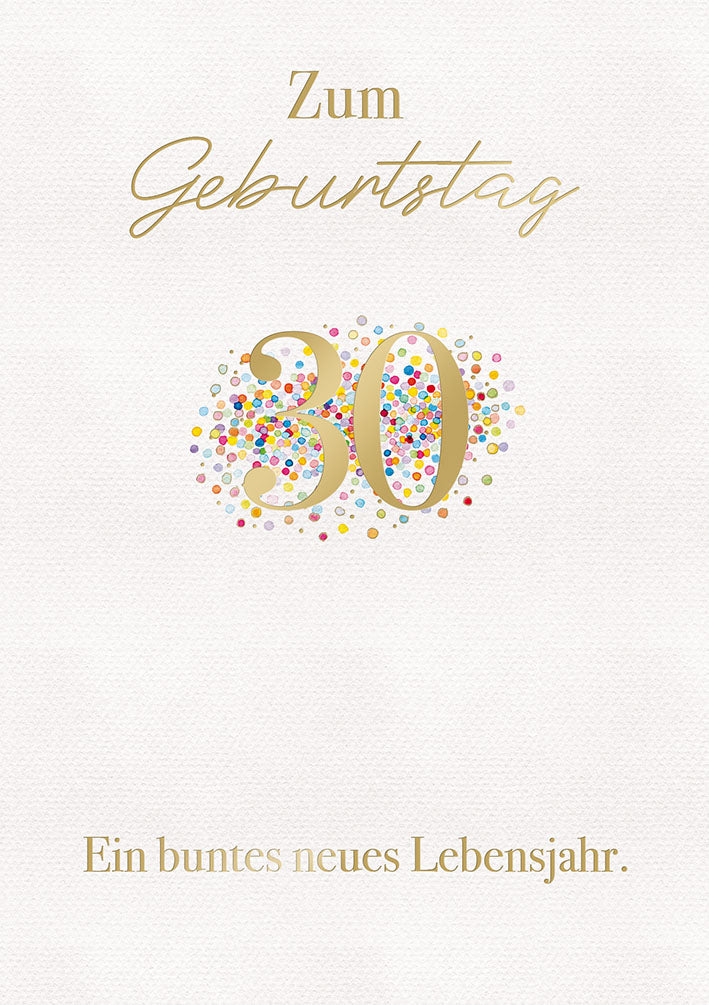 White Dreams Karte zum 30. Geburtstag „Konfetti“