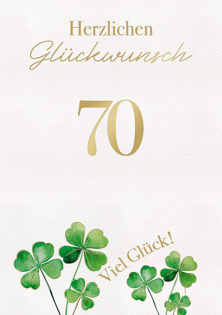 White Dreams Karte zum 70. Geburtstag „Kleeblätter“