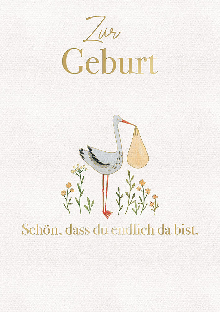 White Dreams Karte zur Geburt „Storch“