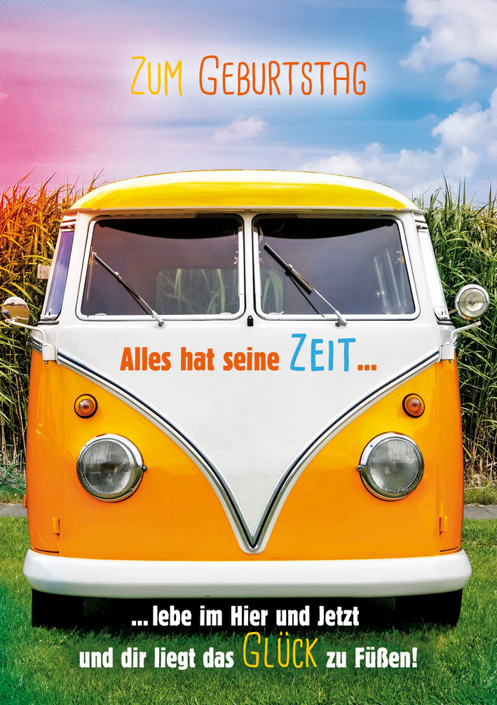 Geburtstagskarte „Gelber Bulli“
