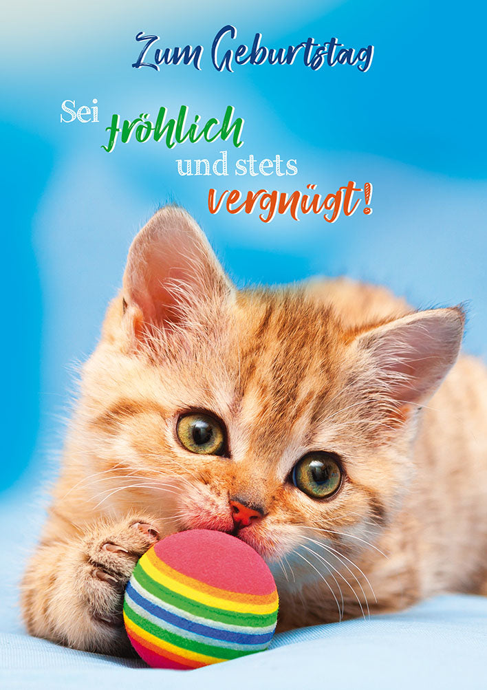 Geburtstagskarte „Kätzchen mit Ball“
