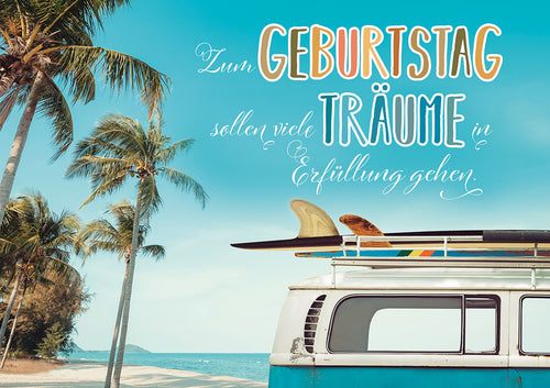 Amelie Geburtstagskarte „Bulli am Strand“