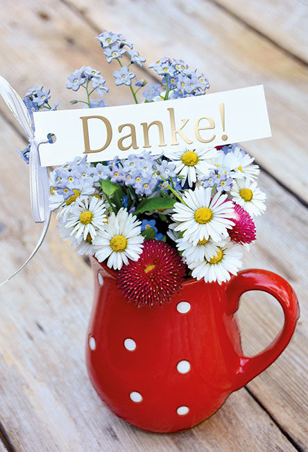 Minikarte „Blumen in der Tasse“