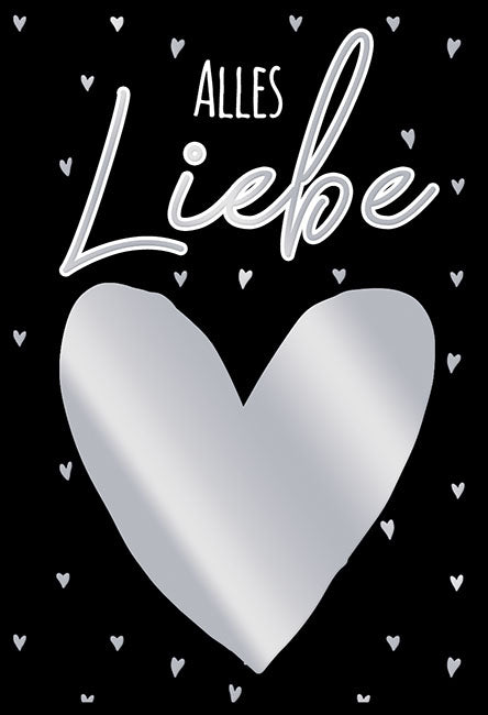 Minikarte „Silbernes Herz – Alles Liebe“