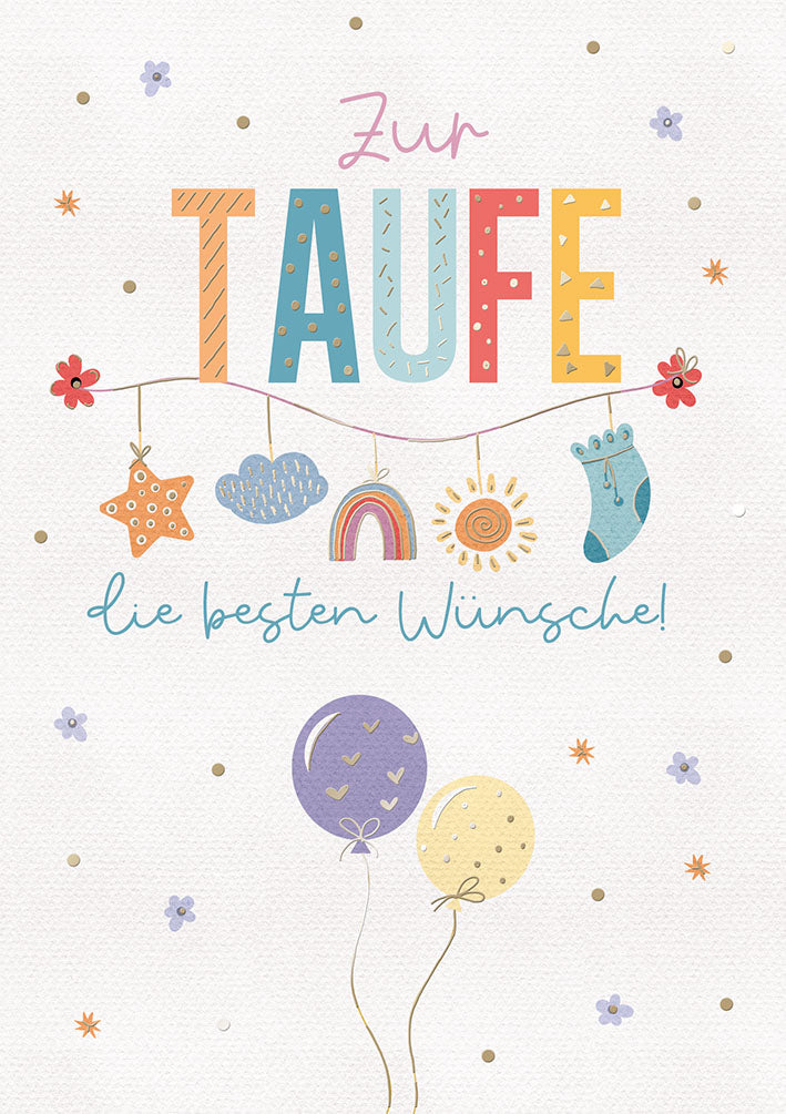 Taufkarte „Bunte Buchstaben“