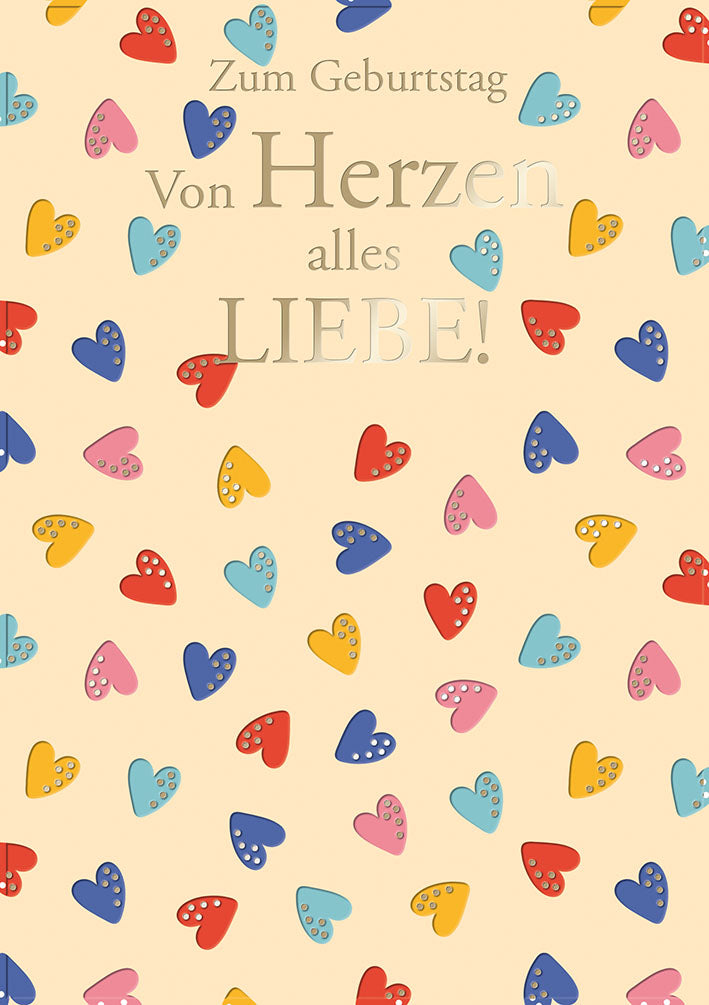 Geburtstagskarte „Bunte Herzen“