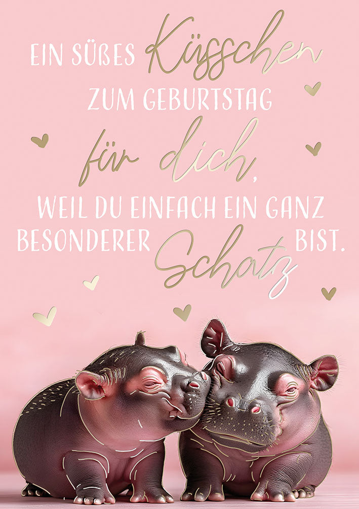 Hippo Birthday Geburtstagskarte „Küsschen“