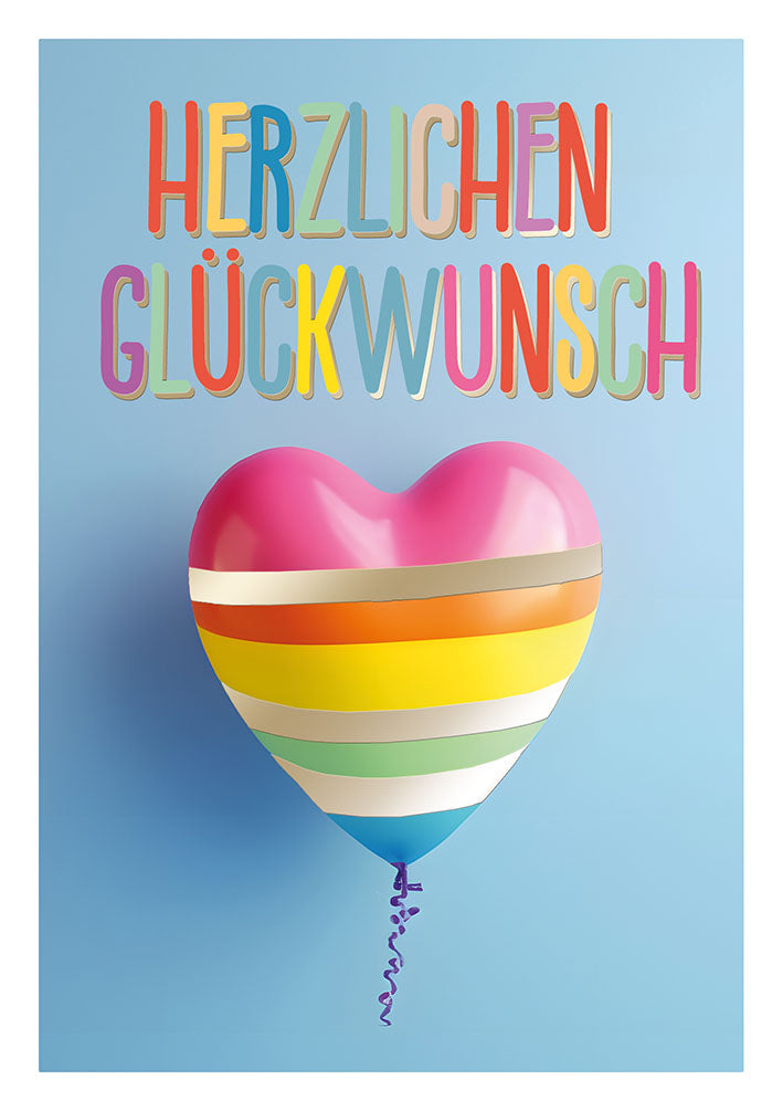 Farbrausch Geburtstagskarte „Regenbogen-Herzballon“