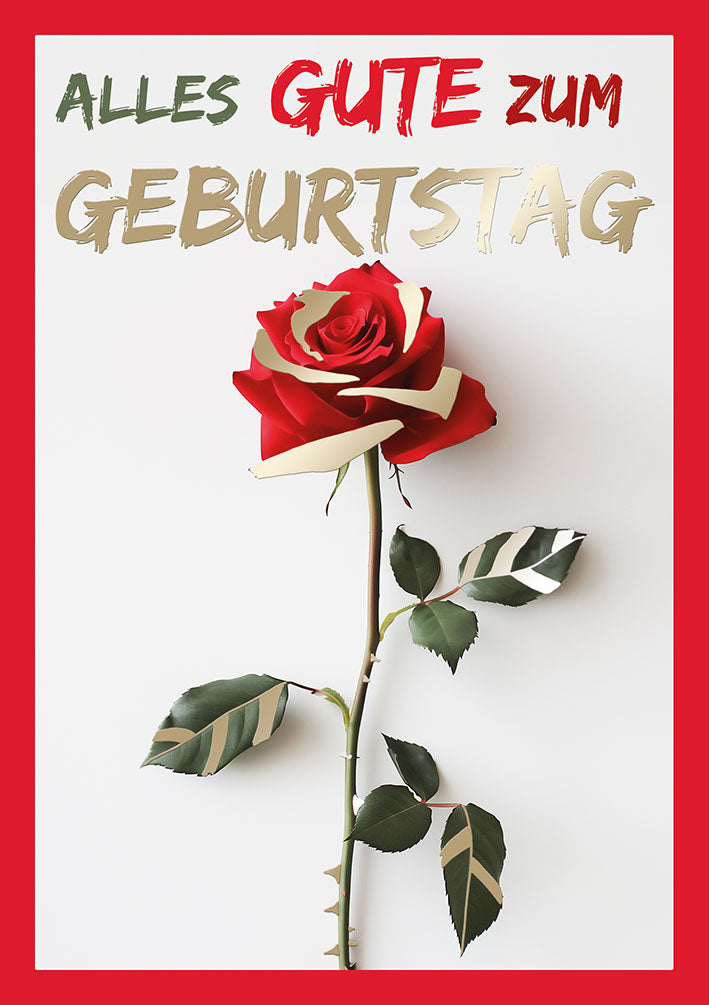 Farbrausch Geburtstagskarte „Rote Rose“