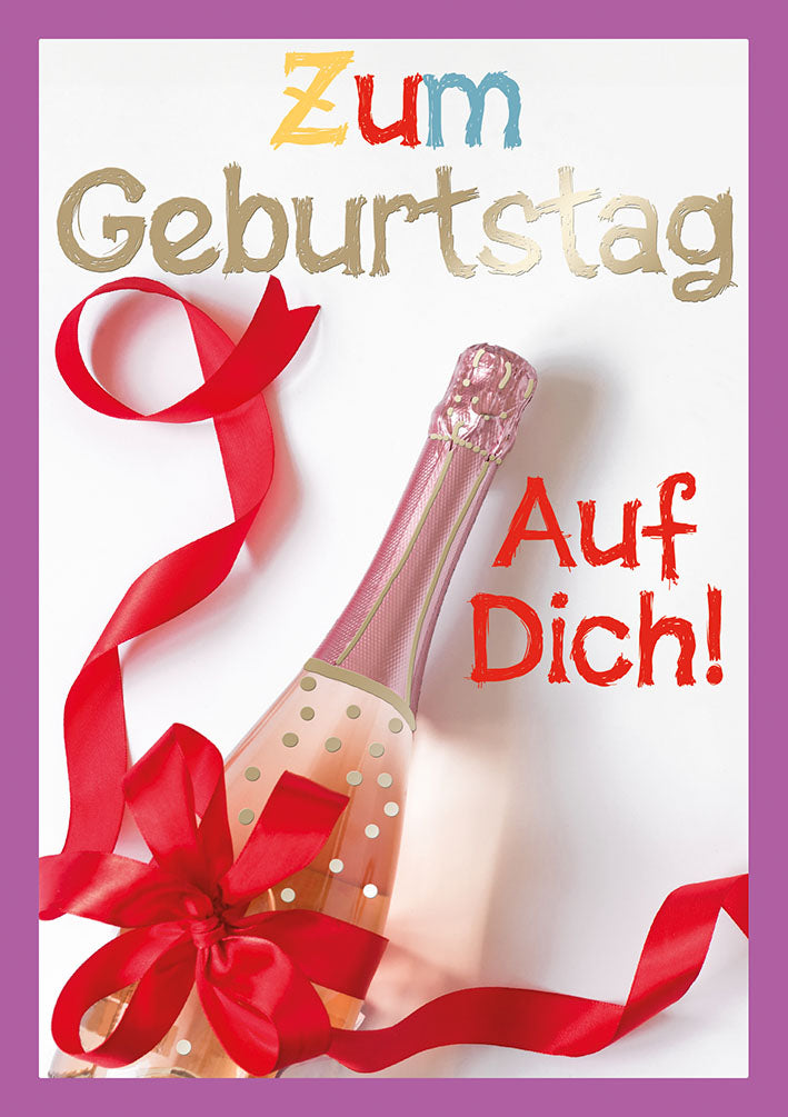 Farbrausch Geburtstagskarte „Sektflasche“