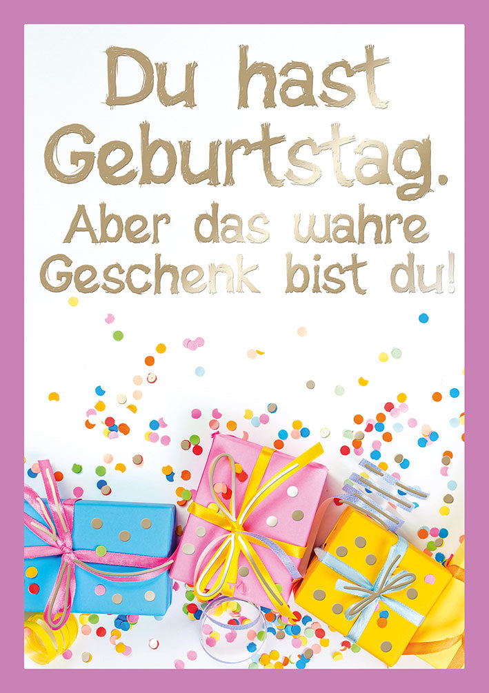 Farbrausch Geburtstagskarte „Bunte Geschenke“
