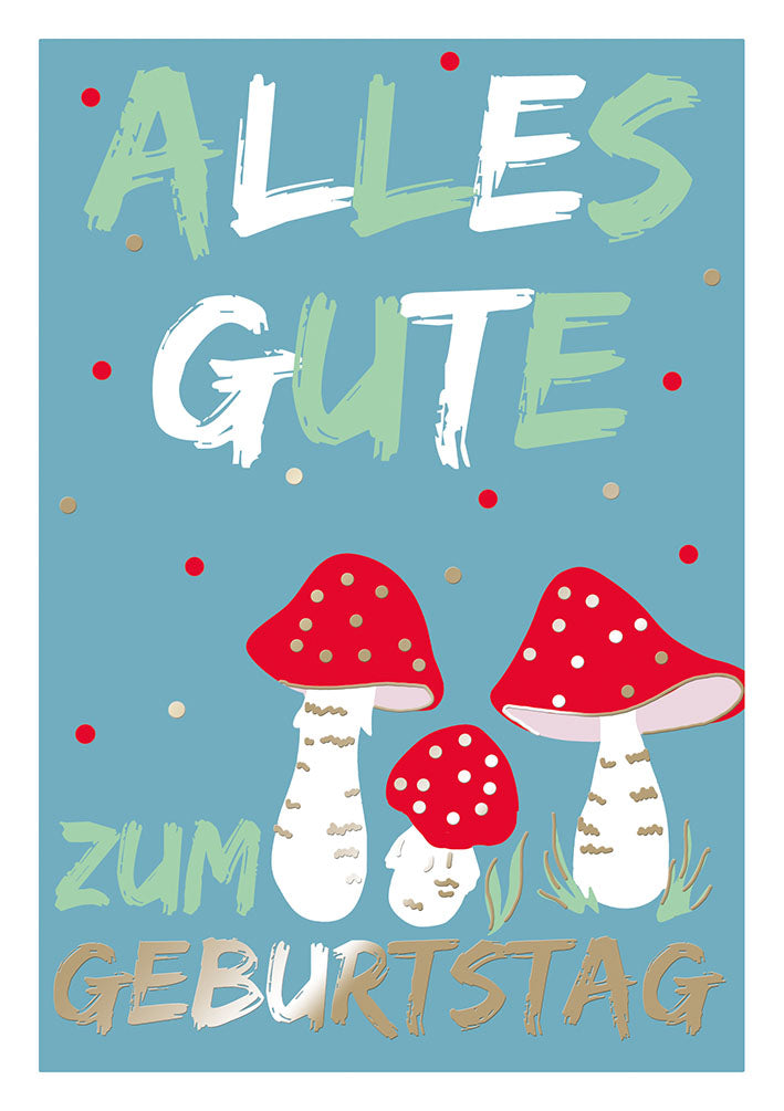 Farbrausch Geburtstagskarte „Fliegenpilz-Paar“