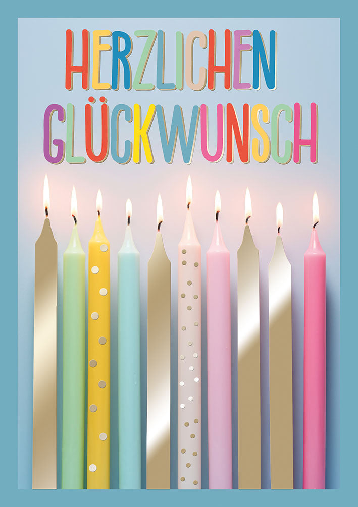Farbrausch Geburtstagskarte „Bunte Kerzen“