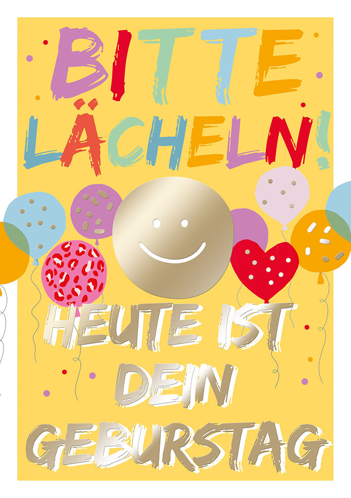 Farbrausch Geburtstagskarte „Bitte lächeln!“