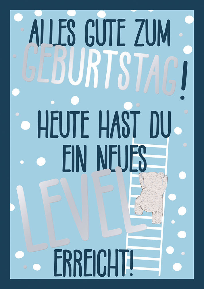 Farbrausch Geburtstagskarte „Neues Level“