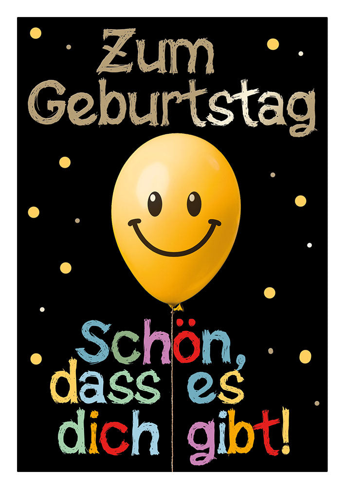 Farbrausch Geburtstagskarte „Smiley-Ballon“