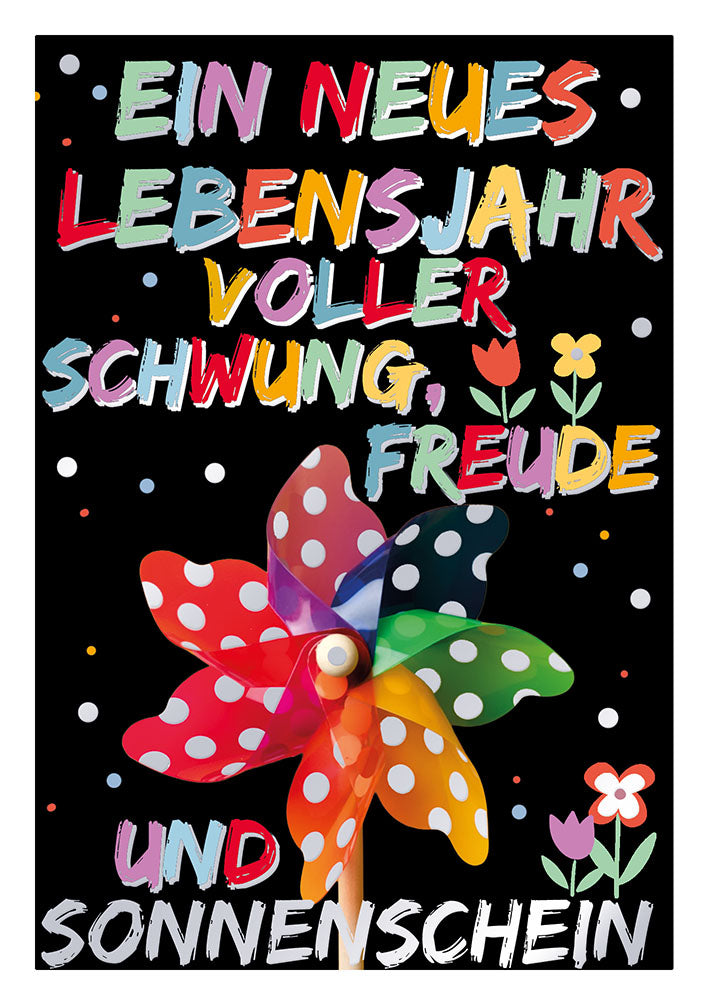 Farbrausch Geburtstagskarte „Windrad“