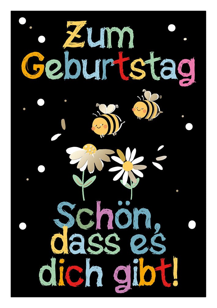 Farbrausch Geburtstagskarte „Bienen und Blüten“