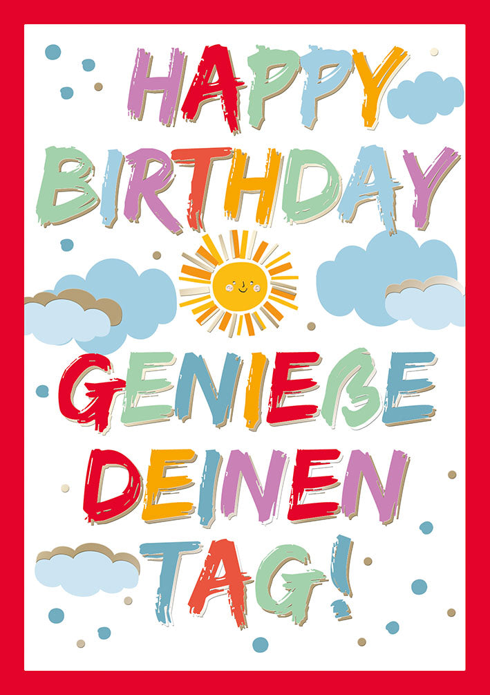 Farbrausch Geburtstagskarte „Happy Birthday mit Wolken“