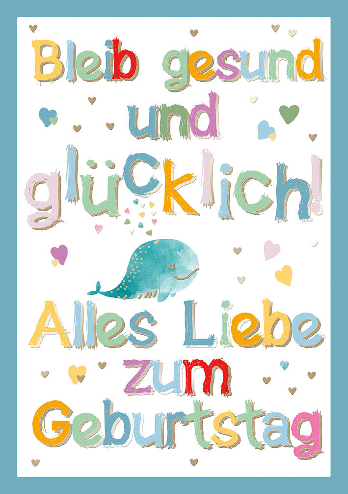 Farbrausch Geburtstagskarte „Kleiner Wal“