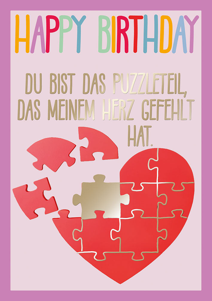 Farbrausch Geburtstagskarte „Puzzle-Herz“