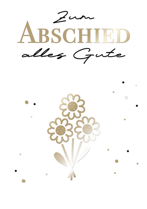 Abschiedskarte „Goldene Blumen – Alles Gute“