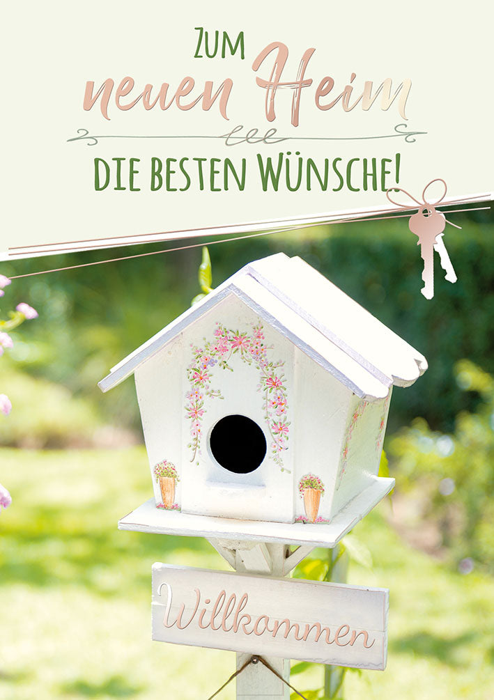 Karte zum Einzug „Vogelhaus – Willkommen“