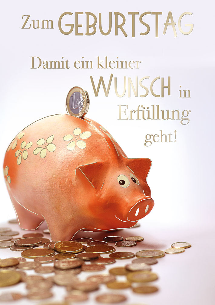 Geldkarte zum Geburtstag „Kupfer-Sparschwein“