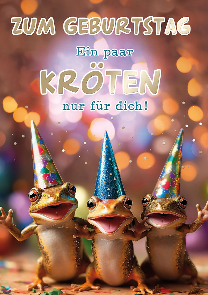 Geldkarte zum Geburtstag „Kröten mit Partyhüten“