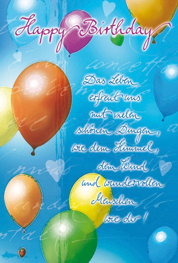 Geburtstagskarte „Luftballons im Himmel“