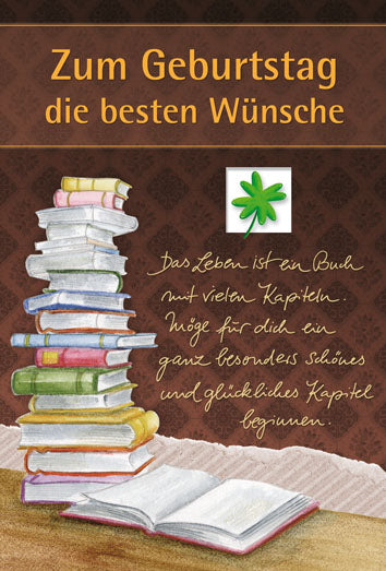 Geburtstagskarte „Bücherstapel“