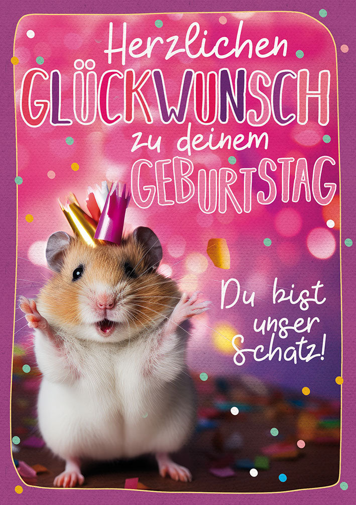 Geburtstagskarte „Hamster mit Krone“