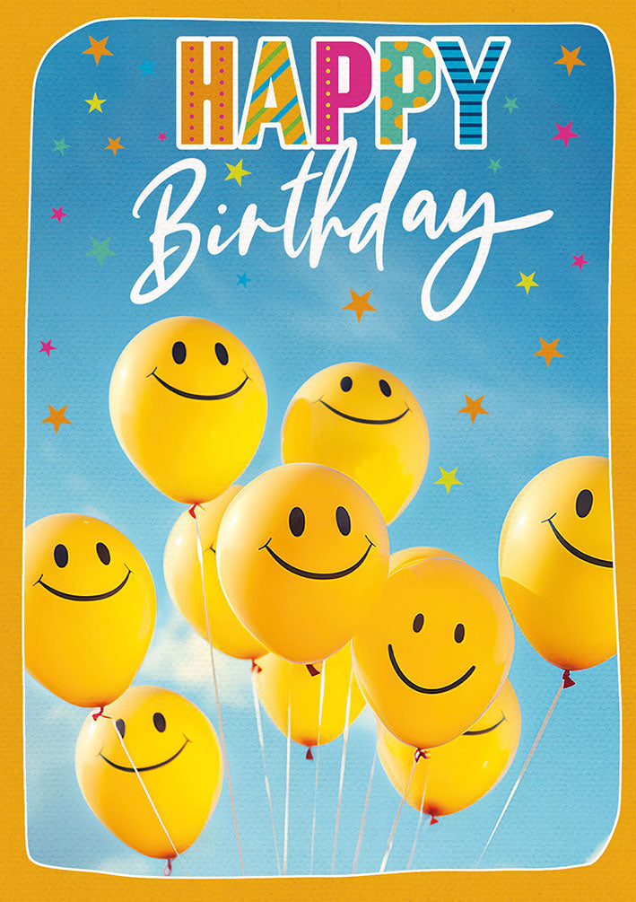 Geburtstagskarte „Smiley-Ballons“