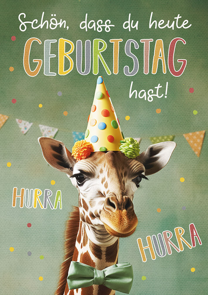 Geburtstagskarte „Giraffe mit Partyhut“