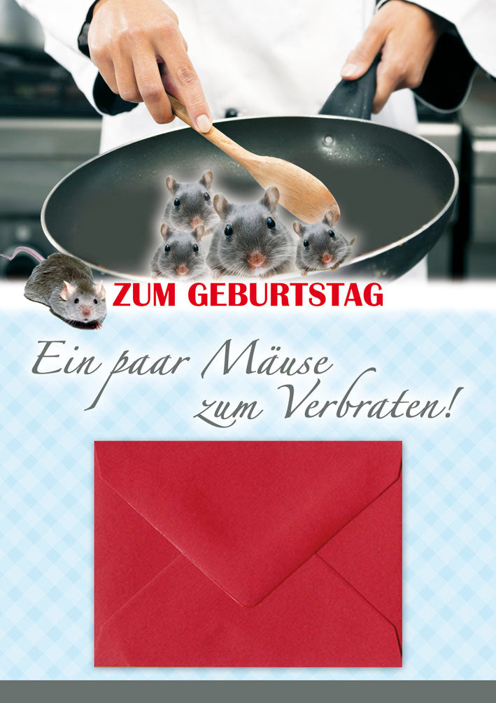 Geldkarte zum Geburtstag „Mäuse in der Pfanne“