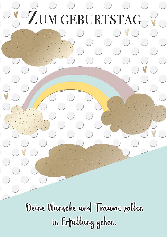 Geburtstagskarte „Goldener Regenbogen“