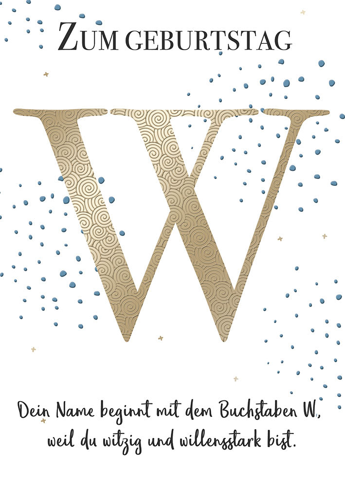 Geburtstagskarte „Buchstabe W“