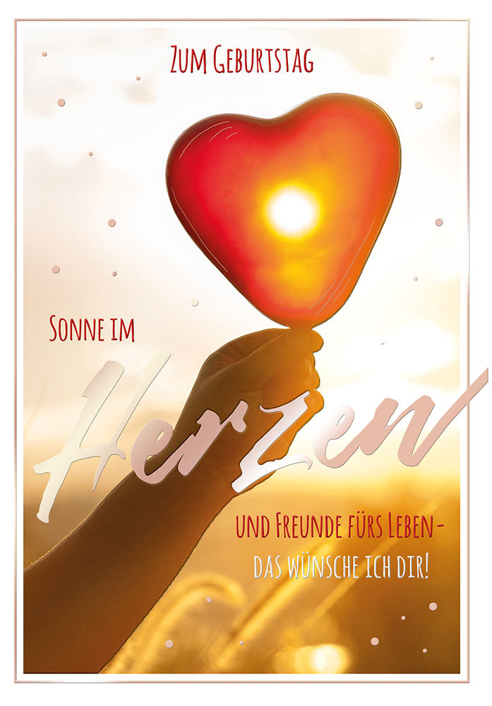 Geburtstagskarte „Herz in der Sonne“