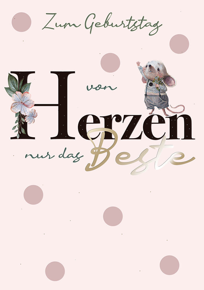 Geburtstagskarte „Von Herzen – Maus“