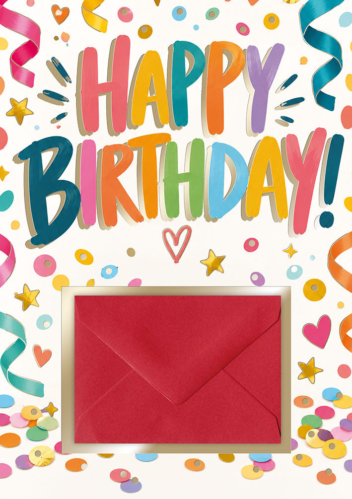 Geldkarte zum Geburtstag „Happy Birthday mit Konfetti“