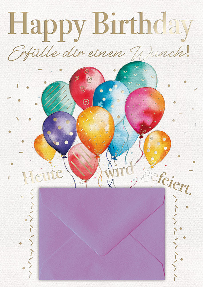 Geldkarte zum Geburtstag „Bunte Ballons“