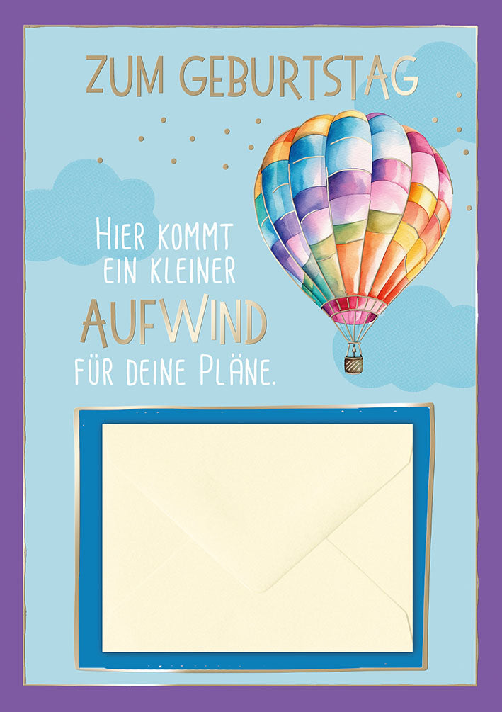 Geldkarte zum Geburtstag „Heißluftballon – Ein kleiner Aufwind“
