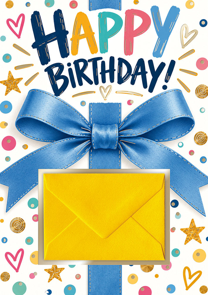 Geldkarte zum Geburtstag „Blaue Schleife“