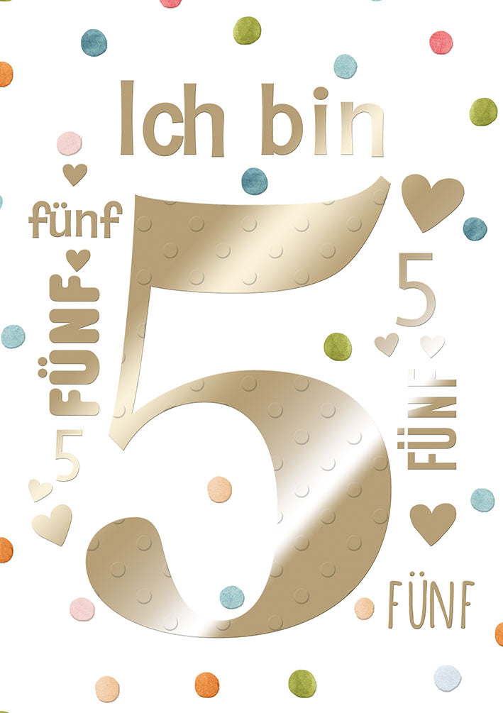 Karte zum 5. Geburtstag „Ich bin fünf“