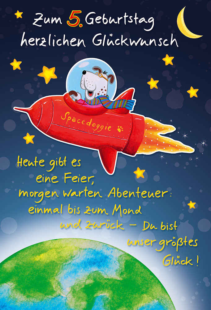 Kinderkarte zum 5. Geburtstag „Rakete“