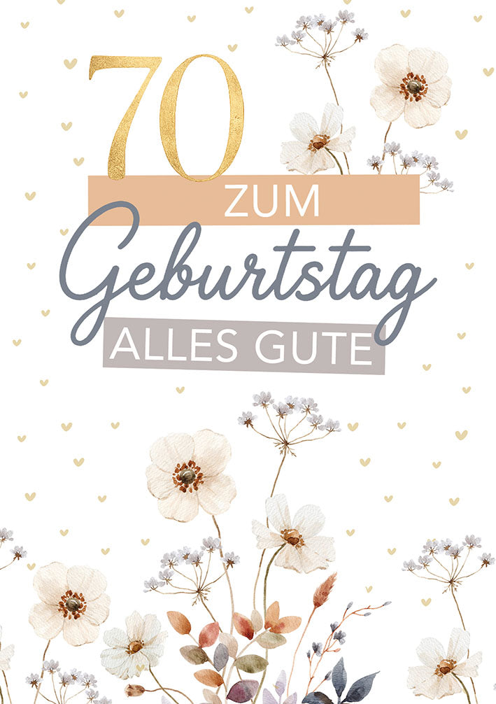 Karte zum 70. Geburtstag „Wiesenblumen“