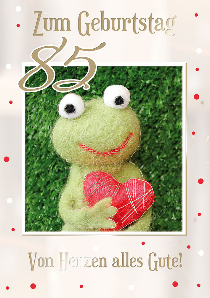 Karte zum 85. Geburtstag „Filzfrosch“