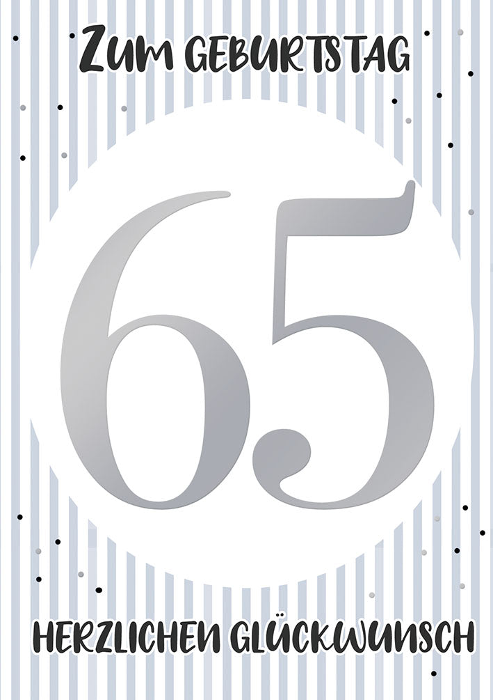 Karte zum 65. Geburtstag „Silberne 65“